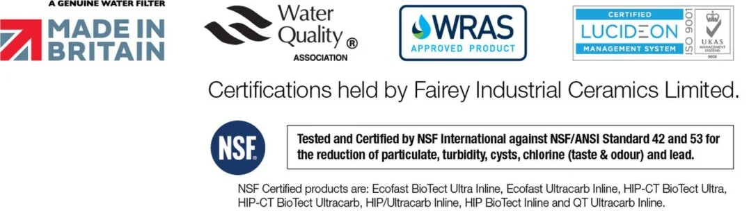 Doulton víztisztító tanúsításai